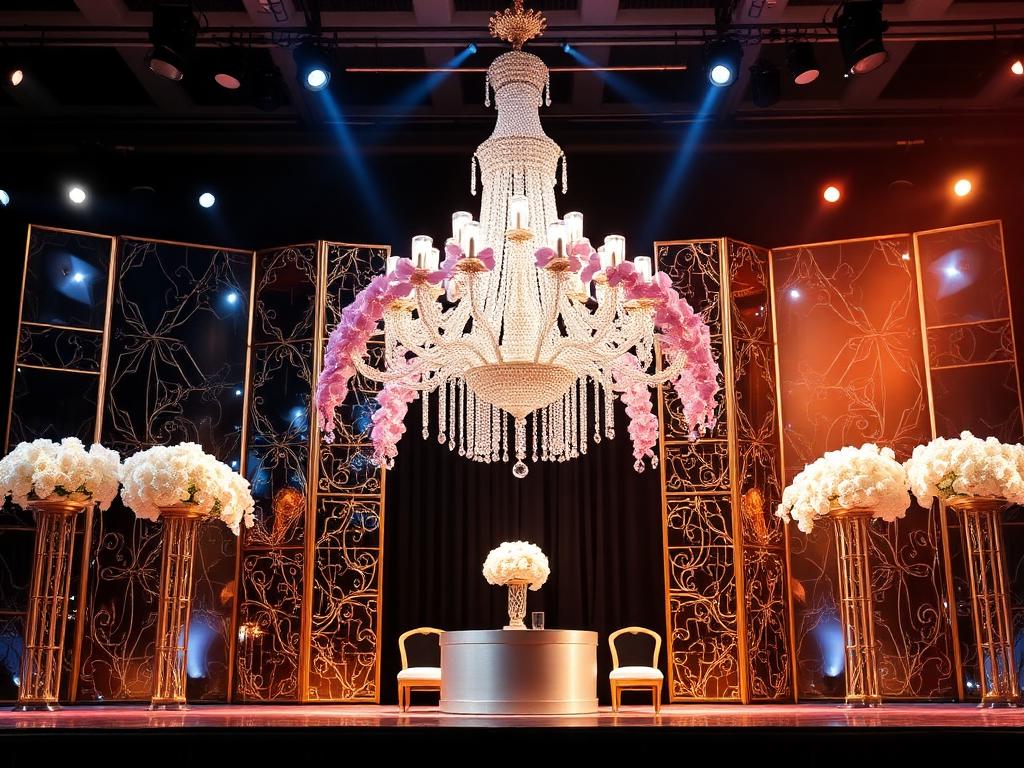 Crystal chandelier orchid setup